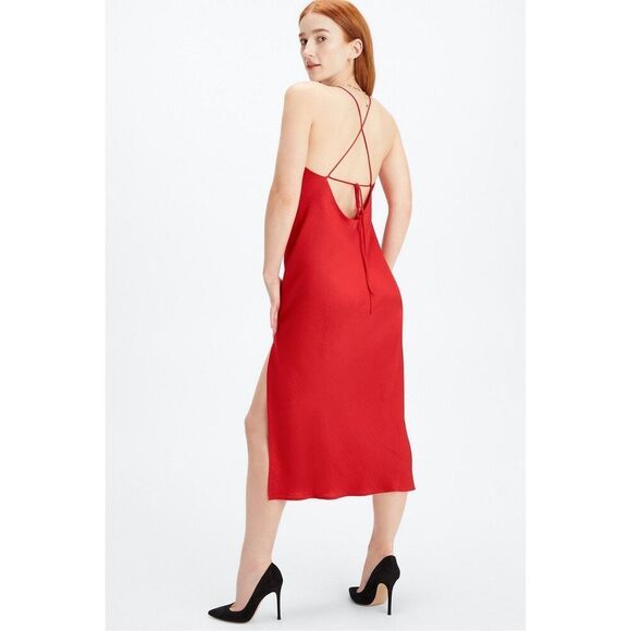 T2. Fabletics Red Slip Midi Dress with slit 3X - Picture 2 of 9